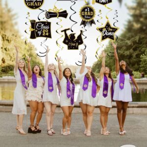 Congrats Grad Decorations Gold 2024 Graduation Hanging Swirls Class of 2024 Grad Banner Graduation Party Decorations Supplies