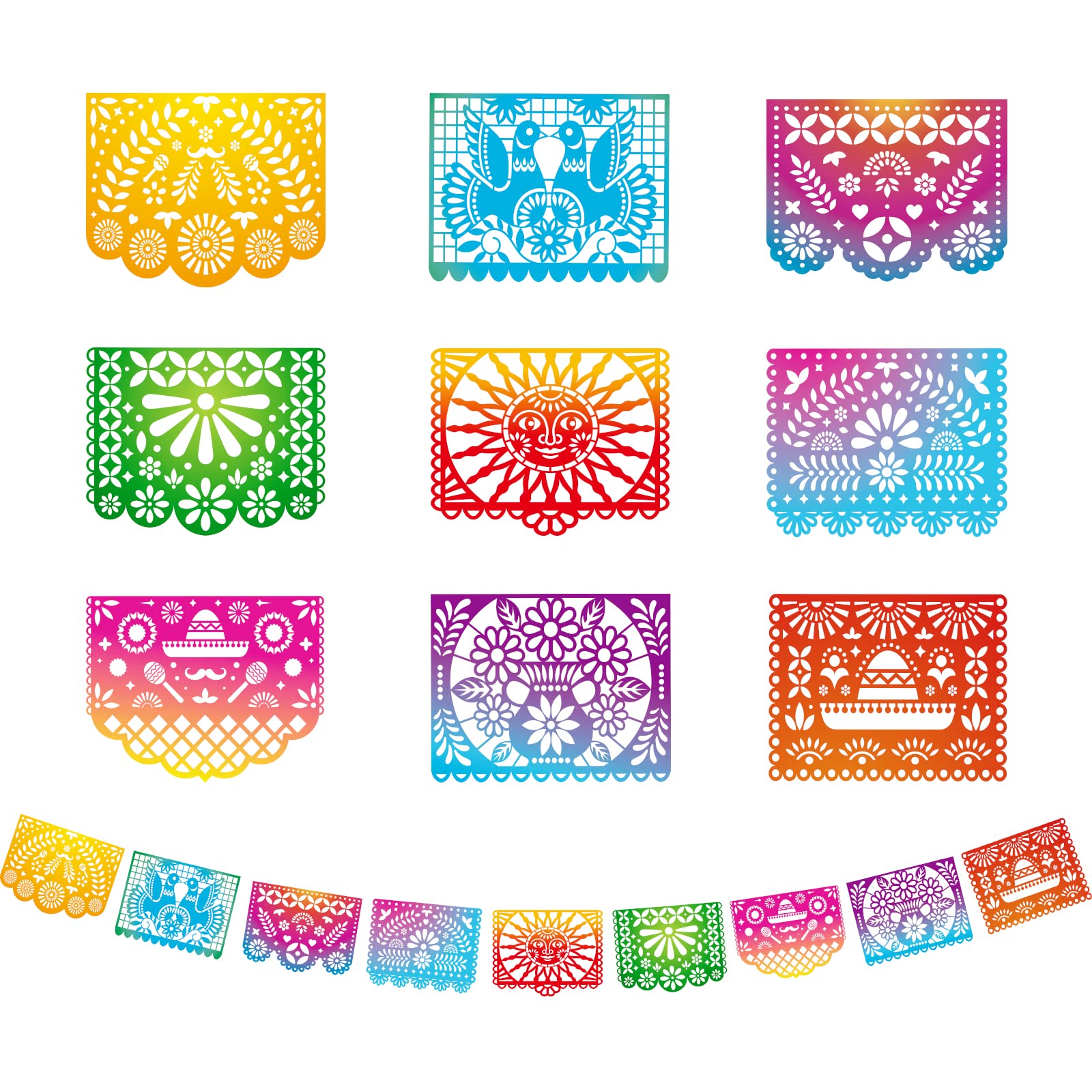 Mexican Party Banners, Papel Picado Banner - Cinco de Mayo, Fiesta Party Decorations, Dia De Los Muertos Decor, Day of The Dead Decorations, 5 Packs 82 Ft Long