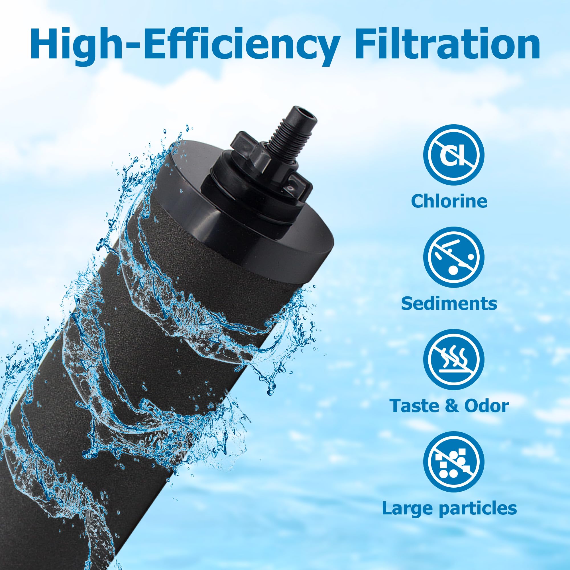 Larayci Water Filter Replacement for Berkey® BB9-2 Black Activated Carbon Filters, Compatible with Berkey® Gravity Water Filter System, Pack of 2