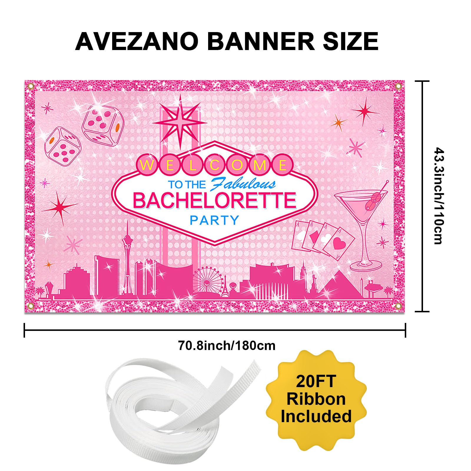 Avezano Las Vegas Bachelorette Backdrop Welcome Tofabulous Las Vegas Bachelorette Party Decorations Banner Pink Casino Casino Theme Prom Bachelorette Banner Supplies Props 70.8 x 43.3 Inch