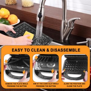 Electric Waffle Maker With Removable Plates Non-Stick Waffle Sandwich Maker