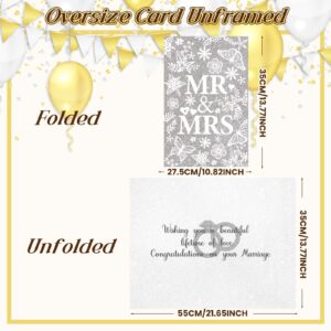 Large Wedding Card for Bridal Shower MR & MRS Congratulations Engagement Cards Jumbo Wedding Greeting Card Oversize Plastic Wedding Guest Signature Book for Bride Groom Wedding Anniversary Decorations