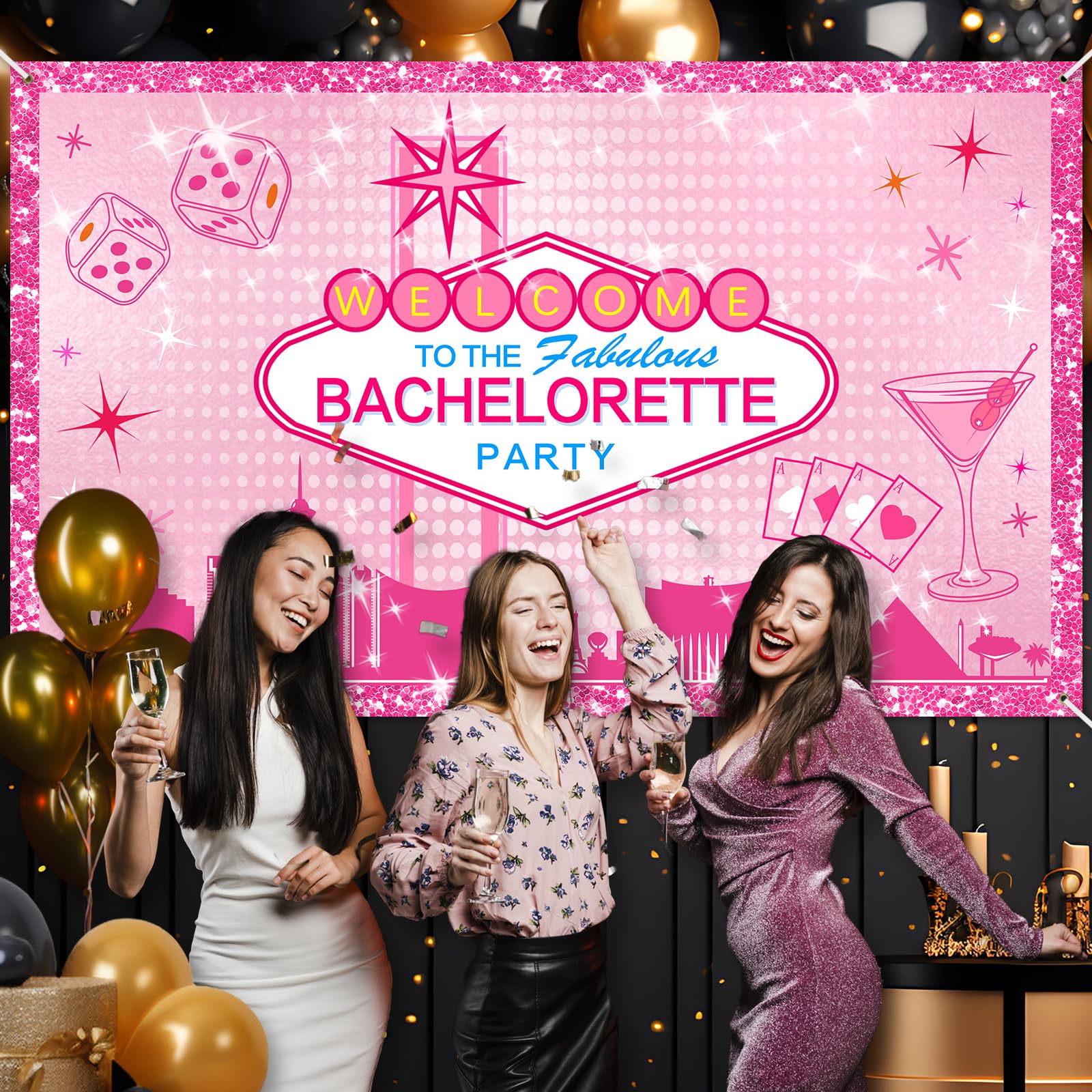 Avezano Las Vegas Bachelorette Backdrop Welcome Tofabulous Las Vegas Bachelorette Party Decorations Banner Pink Casino Casino Theme Prom Bachelorette Banner Supplies Props 70.8 x 43.3 Inch