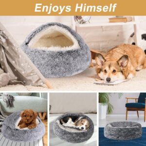 Dog Beds for Small Dogs, Cat Bed Cave, Washable Cute Cat Bed, Cozy Nook Pet Bed for Dogs or Cats, Anti-Slip Puppy Bed Fits up to 5 lbs Pets(Grey, 16" x 16")