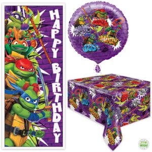 ninja turtle party decorations | ninja turtle birthday decorations | teenage mutant ninja turtles party supplies | tmnt | balloon, tablecloth, door poster, sticker | officially licensed