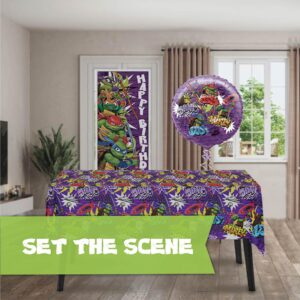 Ninja Turtle Party Decorations | Ninja Turtle Birthday Decorations | Teenage Mutant Ninja Turtles Party Supplies | TMNT | Balloon, Tablecloth, Door Poster, Sticker | Officially Licensed