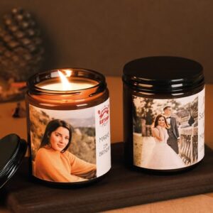 Personalized Scented Soy Candles with Your Own Picture | 4oz/9oz Personalized Candles with Name, Long Lasting Customized Gifts with Custom Candle Jar | Different Scent Options