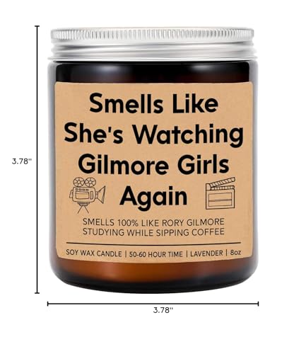 ATShop Smells Like She's Watching Gilmore-Girls Again Candle - Funny Watching Movies Candle - Movie Lovers Gifts Idea for Christmas- Birthday- Holiday - Gift for Fans - Lavender Scented Candle, 8oz