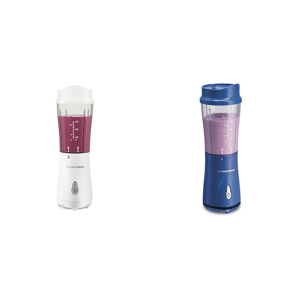 Hamilton Beach Portable Blender for Shakes and Smoothies with 14 Oz BPA Free Travel Cup and Lid & Portable Blender for Shakes and Smoothies with 14 Oz BPA Free Travel Cup and Lid