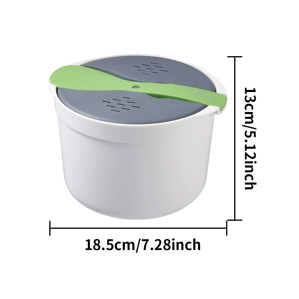 Microwave Rice Cooker, 2L Microwave Rice Steamer Pasta Cooker, Food Grade PP Microwave Rice Cooker, Strainer and Steamer Pot Set,4PCS(COLOR:green)