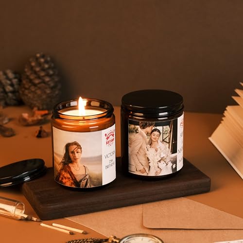 Personalized Scented Soy Candles with Your Own Picture | 4oz/9oz Personalized Candles with Name, Long Lasting Customized Gifts with Custom Candle Jar | Different Scent Options