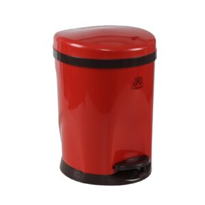 udotry 2.2 gallon round plastic garbage bin with foot pedal, bathroom trash can with lid, red