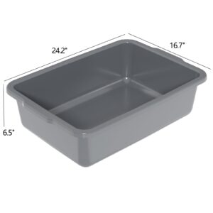 Xeabia 34 L Plastic Utility Bus Tubs, Large Commercial Bus Trays, Gray, 4 Packs