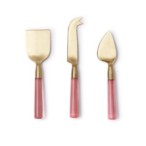 Two's Company Pink Blush Cheese Knives in Gift Box, Set of 3, Stainless Steel, Kitchenware and Accessories, 54707