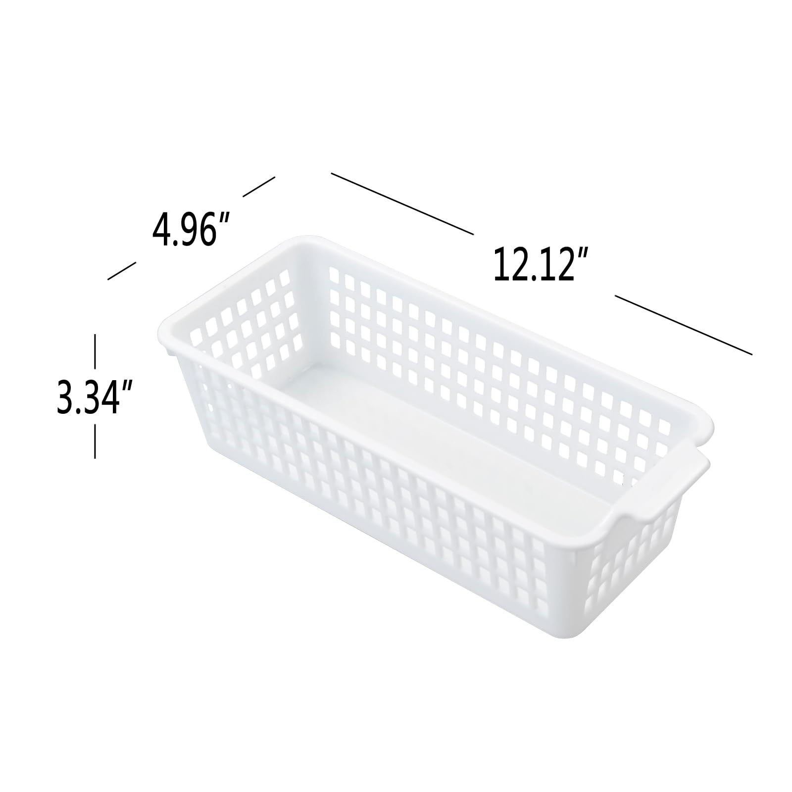 Easymanie 6 Pack Slim Plastic Storage Basket, Small Desktop Organizing Basket, White