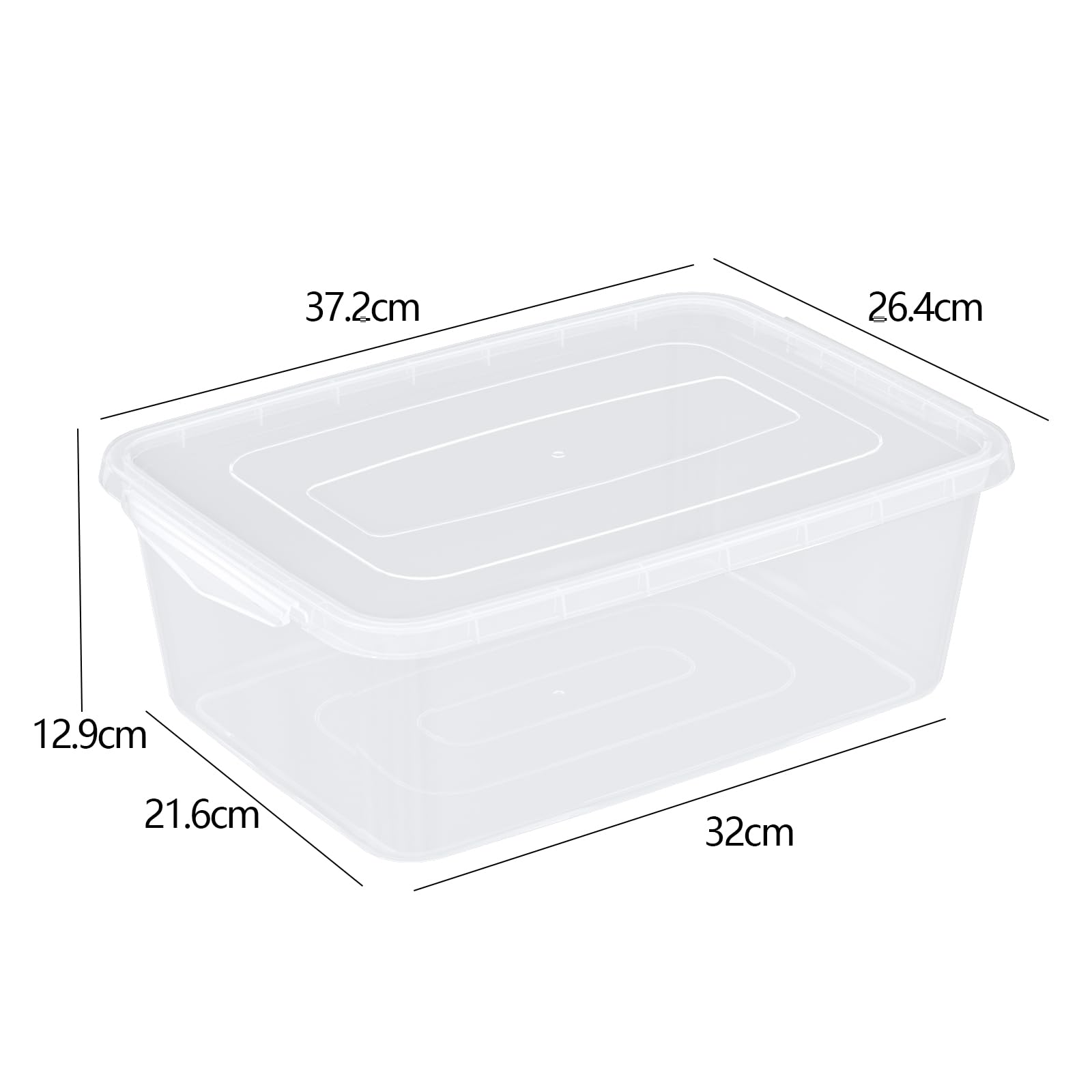 DynkoNA 4 Pack Clear Plastic Latch Box, 14 Quart Storage Containers Bins with Lids