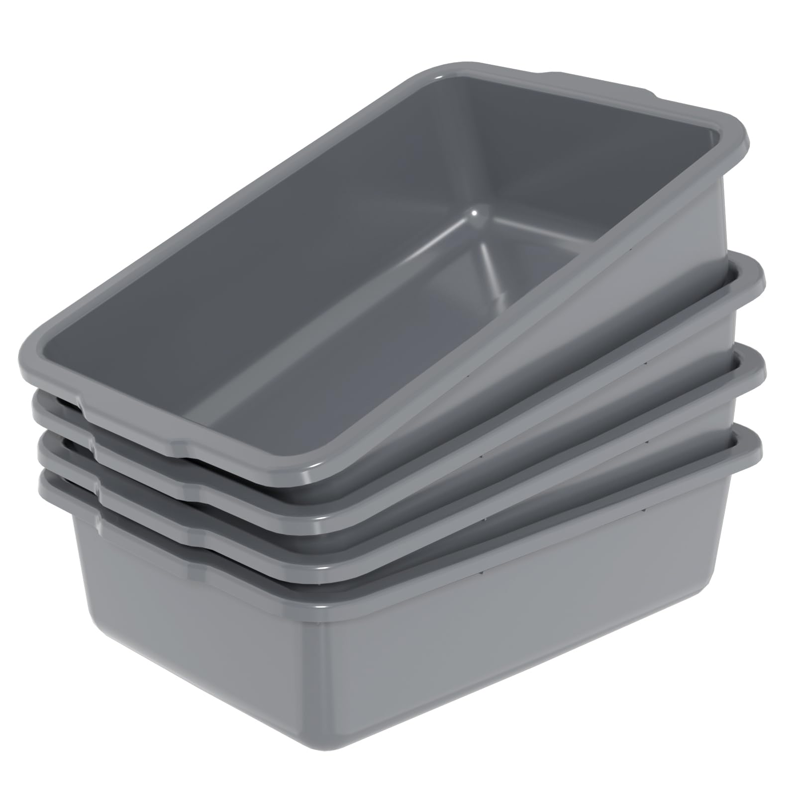 Xeabia 34 L Plastic Utility Bus Tubs, Large Commercial Bus Trays, Gray, 4 Packs