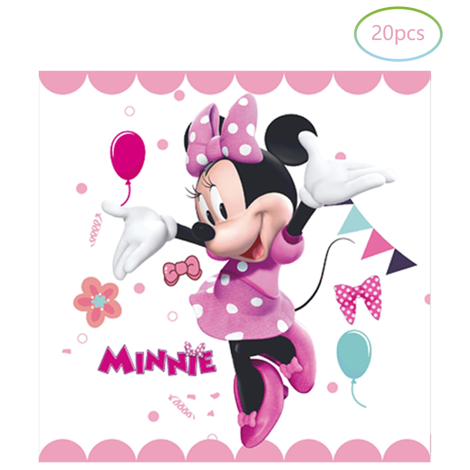 Minnie Birthday Party Supplies, Include 20 Plates and 20 Napkins, for Minnie Theme Birthday Party Decorations