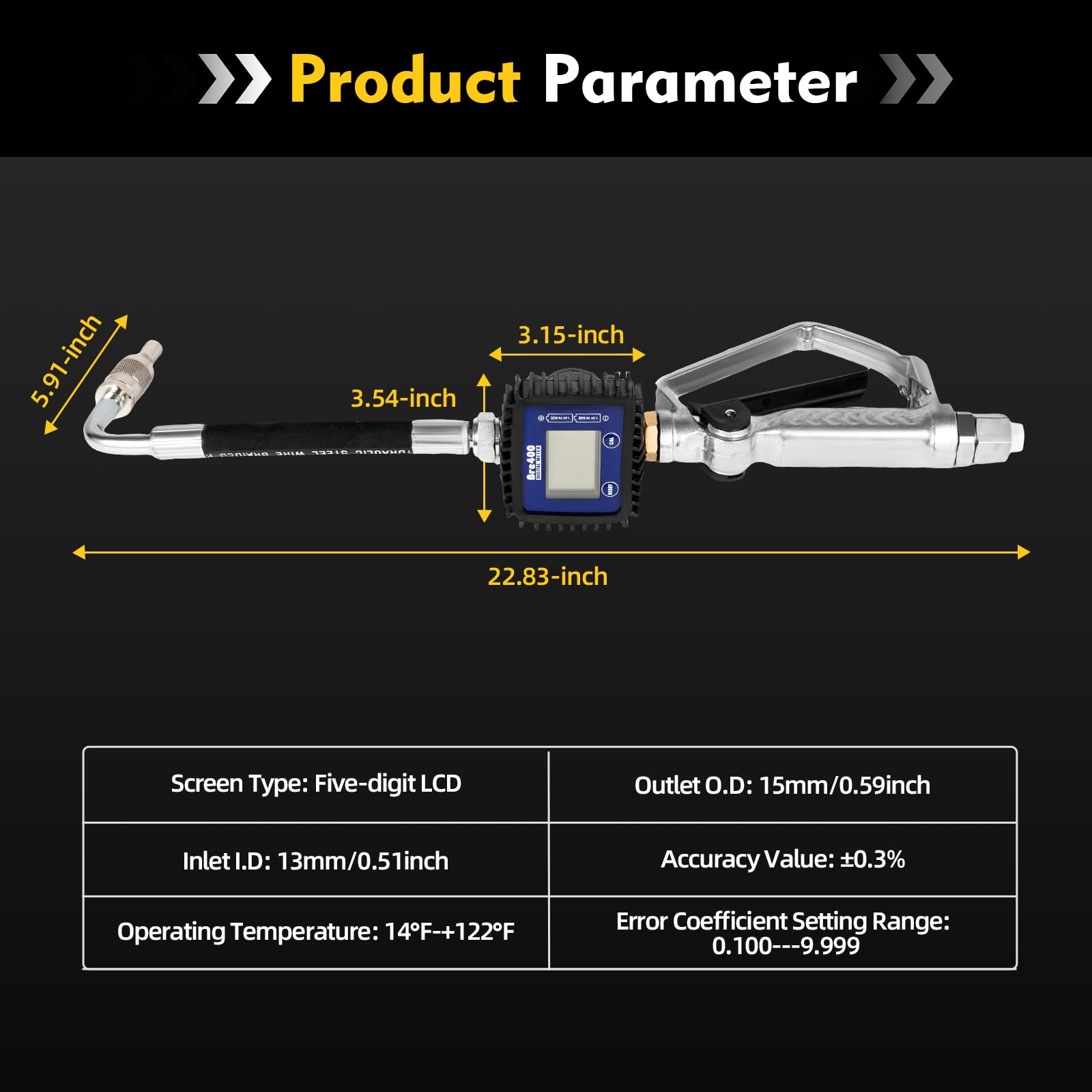 GCIUEMMH Digital Oil Control Valve Meter Nozzle - Pneumatic Oil Gun with 1/2" inch NPT Inlet Electronic Oil Meter Gun 100bar Max Pressure 1-35 L/min Digital Fuel Oil Nozzle with Flow Meter LCD Display