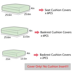 Sqodok Outdoor Cushion Covers 14Pcs Patio Cushion Slipcovers, Replacement Waterproof with Zipper for 6-Seaters Sofa, Outdoor Furniture Cushion Slipcovers Set Seat and Back, Covers Only, Dark Red