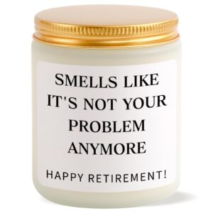 retirement gift for woman, cool retirement gifts for women 2024, happy retirement candle, retirement party decorations, funny retired gifts for teacher nurses coworker boss - lavender scented candle