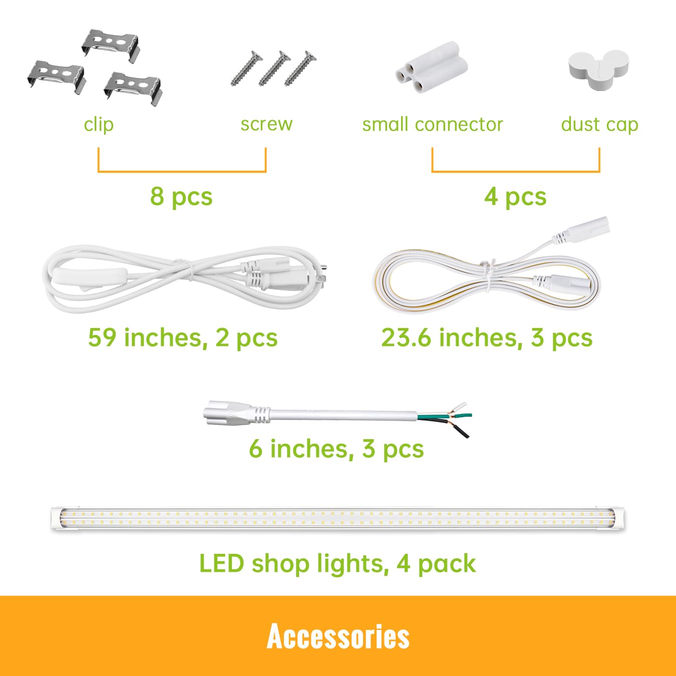 SpeePlant Led Shop Lights 4FT 4 Packs, 50W 5800LM 6500K, Linkable 4ft Led Shop Light, Super Bright 4 Foot Led Shop Lights for Workshop, V Shape 4 ft Led Light Fixture, Double Row Led Tube Lights