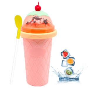 slushie maker cup - diy magic quick frozen smoothies cup for homemade milk shake ice cream maker, portable cooling cup, double layer squeeze slushy maker cup, birthday gifts for kids,friends,family