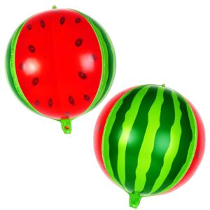 Watermelon Round Balloons, 6 Pcs Watermelon Foil Balloons, Large Sweet Fruit Mylar Balloons for Summer Themed Party Decoration Birthday Baby Shower