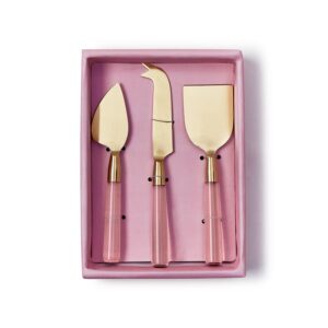 Two's Company Pink Blush Cheese Knives in Gift Box, Set of 3, Stainless Steel, Kitchenware and Accessories, 54707