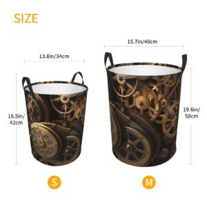 Cool Steampunk Gears Laundry Hamper Waterproof Collapsible Laundry Basket with Handle Protable Dirty Clothes Hamper Storage Bin for College Dorm Bedroom Bathroom