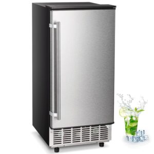 joy pebble commercial cube ice maker，built-in ice maker machine, 80lbs/day, 40 ice cubes/cycle, reversible door/drain pump, 24h timer/self-cleaning, under counter ice cube machine for home office