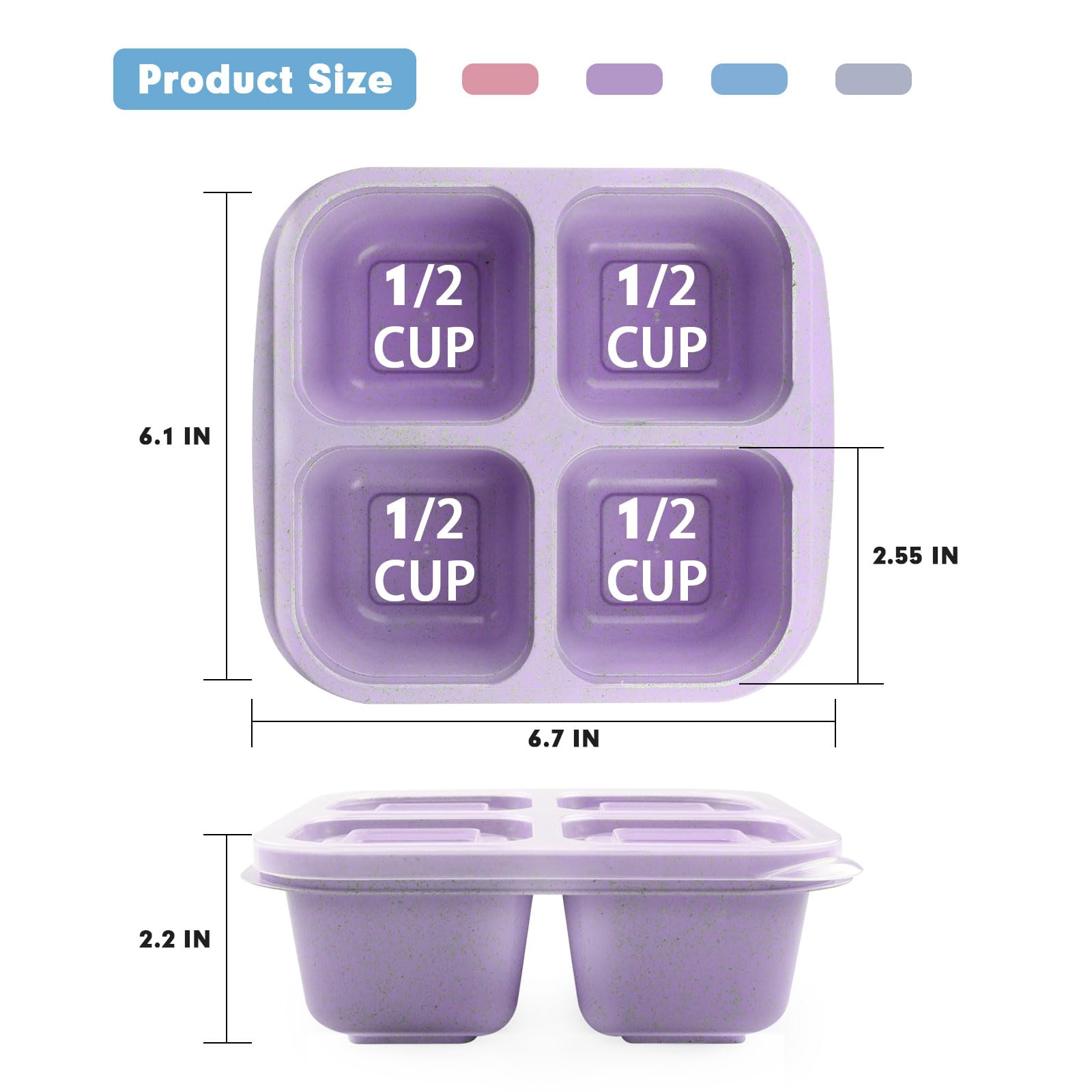 Snack Containers (4 Pack), 4 Compartments Snackle Box Container, Meal Prep Containers Reusable Lunch Containers for Adults, Microwave & Dishwasher Safe, Divided Bento Snack Box for Work, Travel