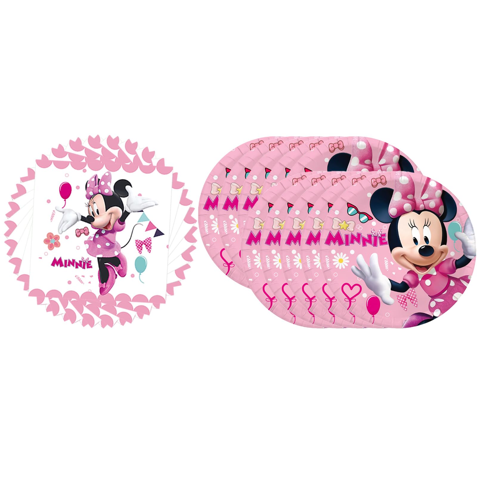 Minnie Birthday Party Supplies, Include 20 Plates and 20 Napkins, for Minnie Theme Birthday Party Decorations