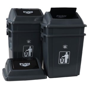 xeabia 6 gallon plastic trash can, plastic garbage can with swing lid, 4 packs