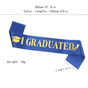 Dzrige I Graduated Sash Blue Graduation Sash with Gold Glitter Letter for Commencement Ceremony, High School Graduation, College Graduate, Congrats Grad Graduation Party Supplies, 2 Packs