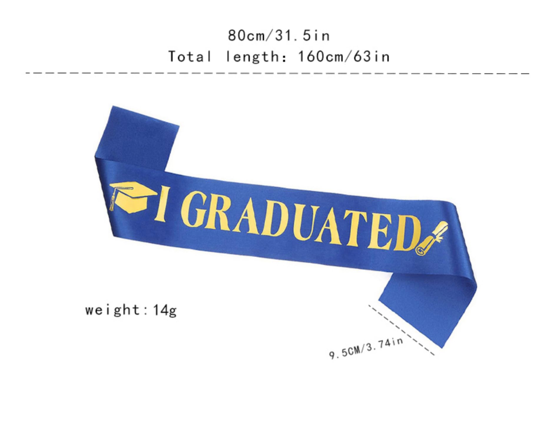 Dzrige I Graduated Sash Blue Graduation Sash with Gold Glitter Letter for Commencement Ceremony, High School Graduation, College Graduate, Congrats Grad Graduation Party Supplies, 2 Packs