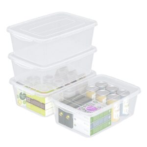 dynkona 4 pack clear plastic latch box, 14 quart storage containers bins with lids