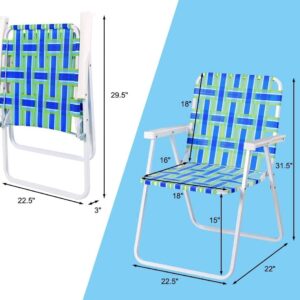 HAPPYGRILL 4 Pack Folding Chairs Set Portable Lightweight Web Dining Chair for Patio Garden Beach Party