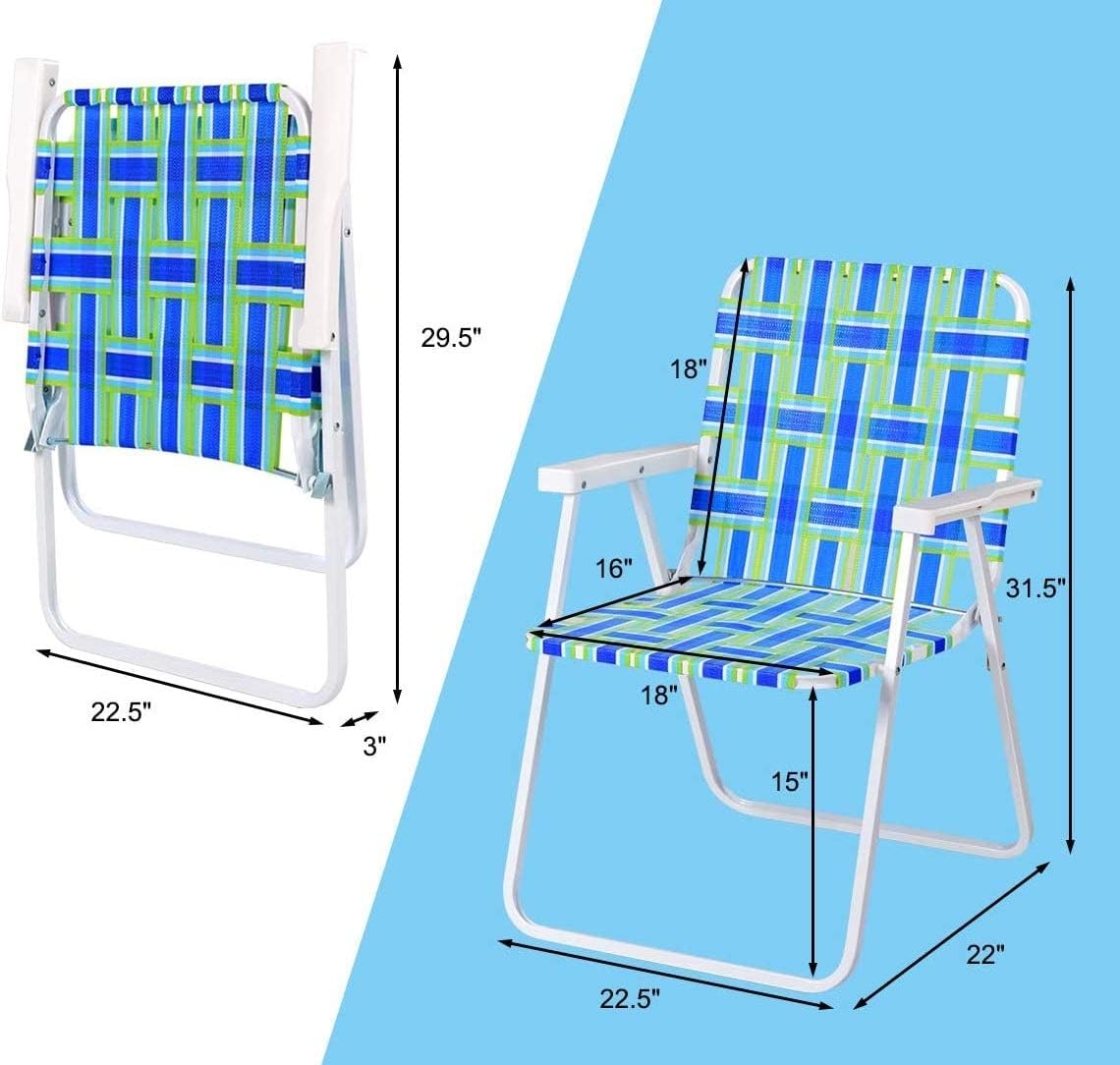 HAPPYGRILL 4 Pack Folding Chairs Set Portable Lightweight Web Dining Chair for Patio Garden Beach Party