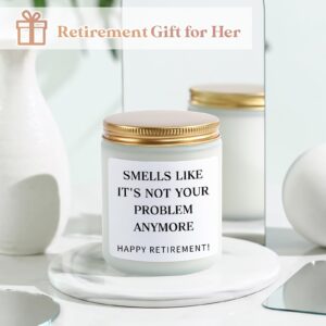 Retirement Gift for Woman, Cool Retirement Gifts for Women 2024, Happy Retirement Candle, Retirement Party Decorations, Funny Retired Gifts for Teacher Nurses Coworker Boss - Lavender Scented Candle