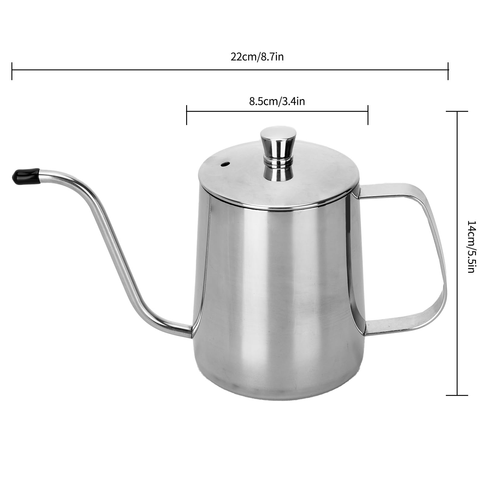 Mcilpoog Warrior Gooseneck Kettle 1.7 Liter for Pour Over Coffee and Tea with Temperature Indicator, Stainless Steel, 18/8, 304, for All Stovetops