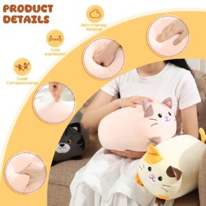 GlikCeil 3 Pcs Kitten Plush Toys Set 14 Inch Cute Cat Stuffed Animals Bulk Soft Cuddly Kitten Plush Pillow Round Kitty Body Pillow Kawaii Hugging Pillows Creative Decoration for Kids Girls Boys