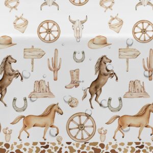 APOWBLS Western Cowboy Party Decorations Tablecloth - Disposable Wild West Cowboy Birthday Party Supplies Table Cover, Western Rodeo Cowboy Birthday Baby Shower Table Cloth - 3 Pack (54in x 108in)