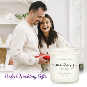 PETALSUN Mr & Mrs Est Candle - Wedding Gifts for Couples, Mr and Mrs Gifts, Bridal Shower Gifts, Wedding Shower Gifts for Bride and Groom, Handmade Lavender Wedding Candle