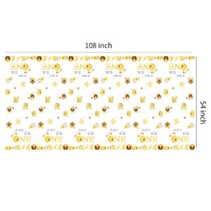 APOWBLS Bee 1st Birthday Party Decorations Tablecloth - Disposable Bumble Bee Frist Birthday Supplies Table Cover, Bee Table Decorations for One-Year-Old Birthday Table Cloth - 3 Pack (54in x 108in)