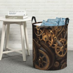 Cool Steampunk Gears Laundry Hamper Waterproof Collapsible Laundry Basket with Handle Protable Dirty Clothes Hamper Storage Bin for College Dorm Bedroom Bathroom