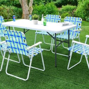 HAPPYGRILL 4 Pack Folding Chairs Set Portable Lightweight Web Dining Chair for Patio Garden Beach Party