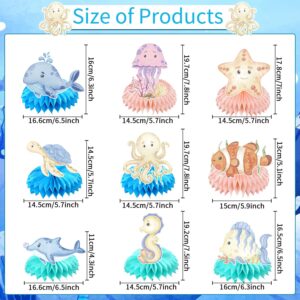 Under the Sea Party Decorations - Coskingland 9PCS Ocean Themed Party Decorations Cute Ocean Animals Under the Sea Baby Shower Decorations Sea Animals Turtle Whale Honeycomb Centerpiece Table Decor