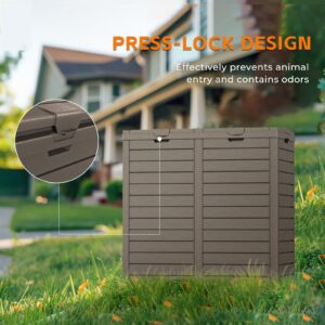 KFY 62-Gallon Outdoor Trash Can with lid, Waterproof, UV-Resistant Resin Garbage Can, Lockable Lid and Drip Tray, Animal-Proof, for Patio, Kitchen, Backyard and Deck