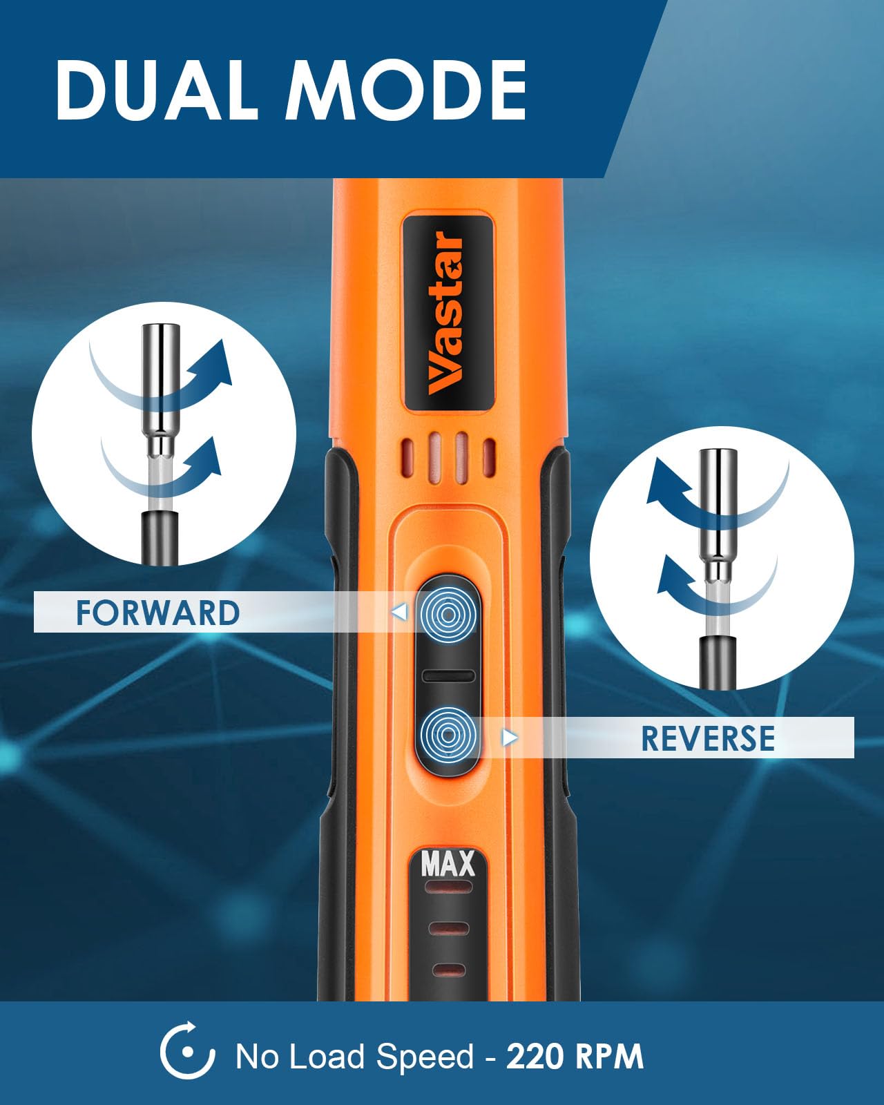 Vastar 4.2V Electric Screwdriver Kit, 4 Torque Settings, 49 in 1 Cordless Rechargeable Screwdriver with LED Light, 35 CRV Steel Screwdriver Bits, 8 Sockets, Magnetic Hex Chuck, Bit Holders